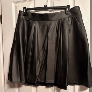 Black Coated Studio Luxe Ponte Skater Mini Skirt